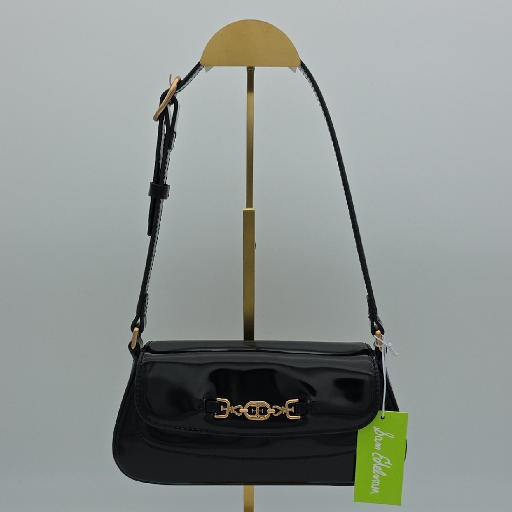 Sam Edelman Loraine Glossy Black Shoulder Bag
